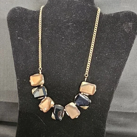 FINAL SALE - Vintage Charming Charlie Statement Necklace - Black and Brown - Picture 2 of 8